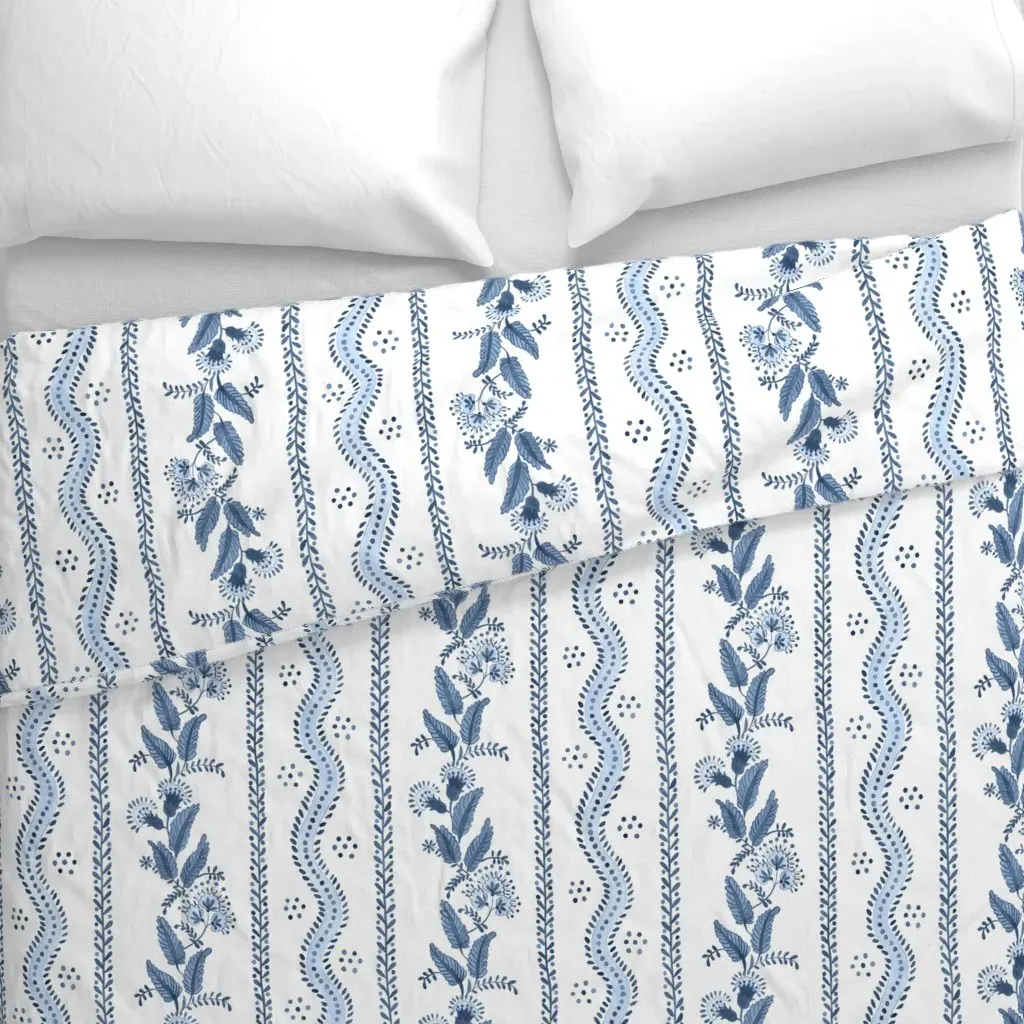 Navy on White Stripe Duvet Cover - Indigo alternate view