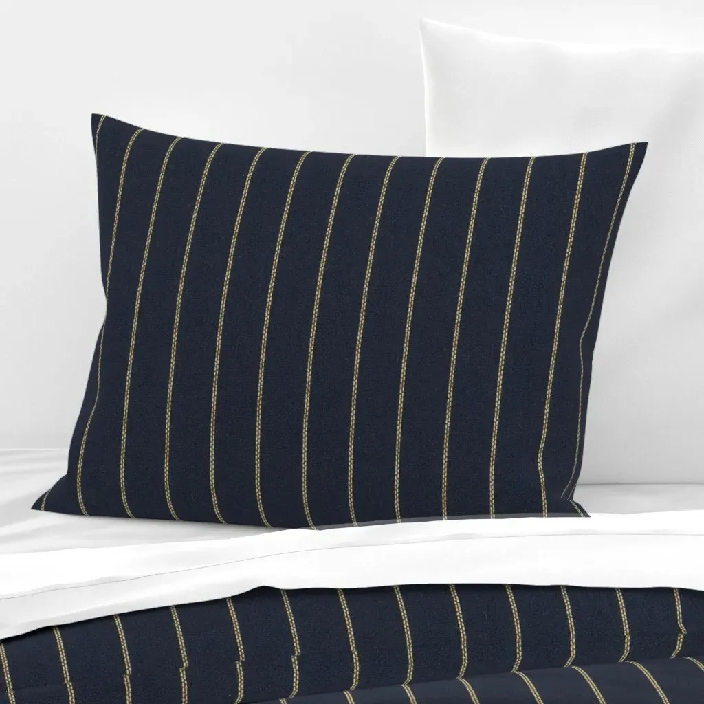 Navy Pinstripe Standard Knife Edge Cushion Cover - Navy, Cotton Sateen product