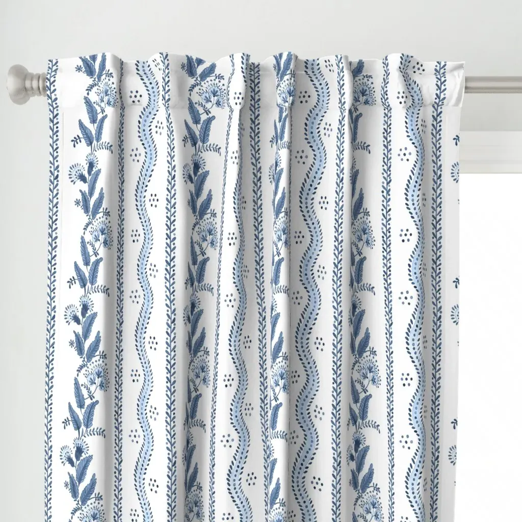 Navy Stripe Curtain Panel - Indigo alternate view