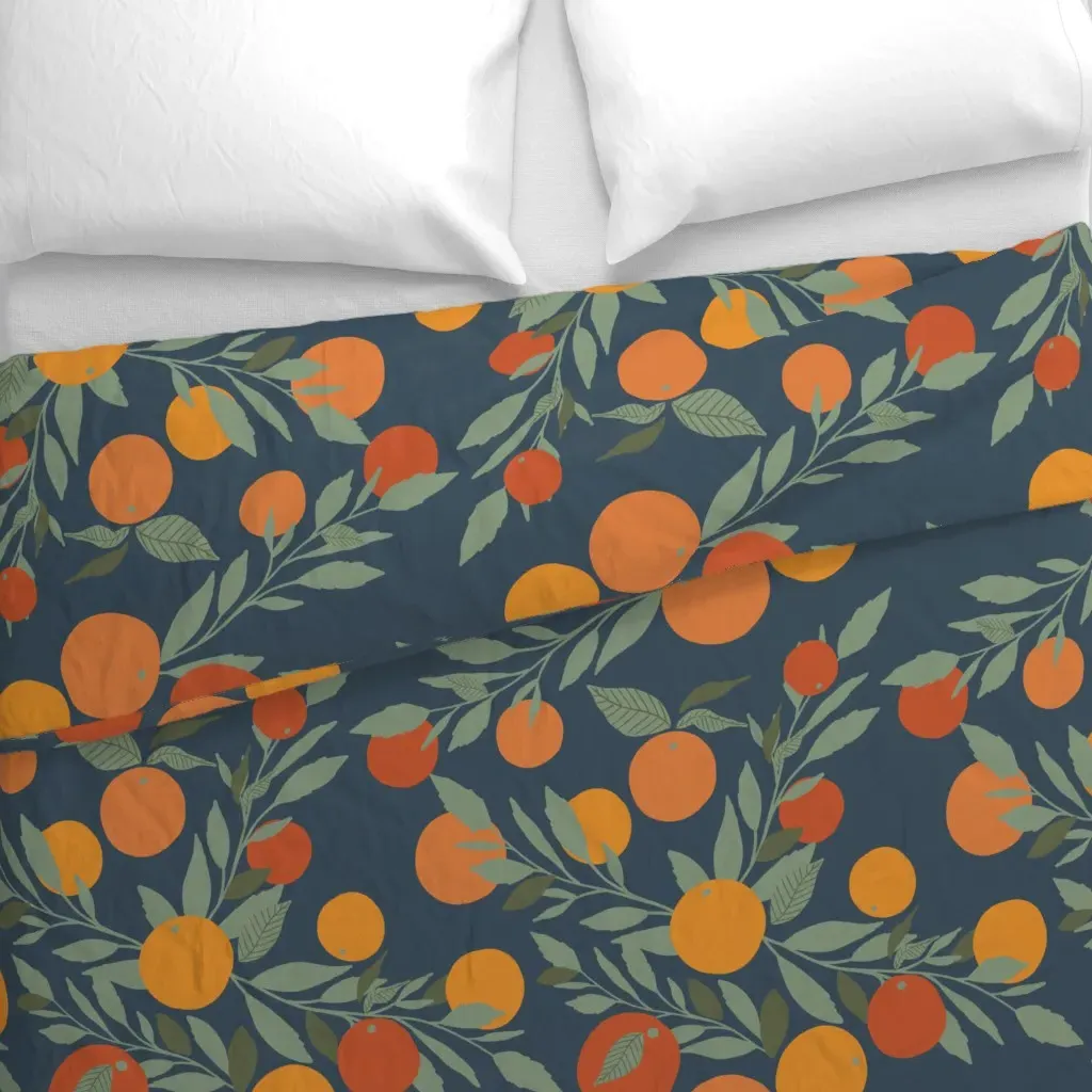 Navy Tangerine Jumbo Duvet Cover - Orange alternate view