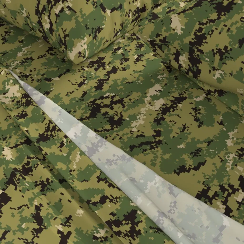 Navy Woodland Camo King Sheet Set - Dark Green alternate view