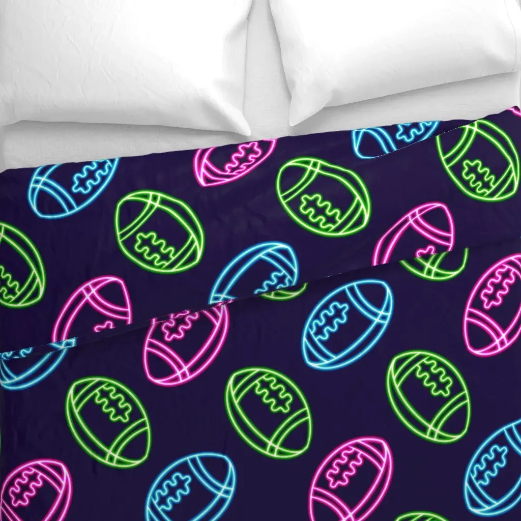 Neon American Football Ball Duvet Cover - Green alternate view