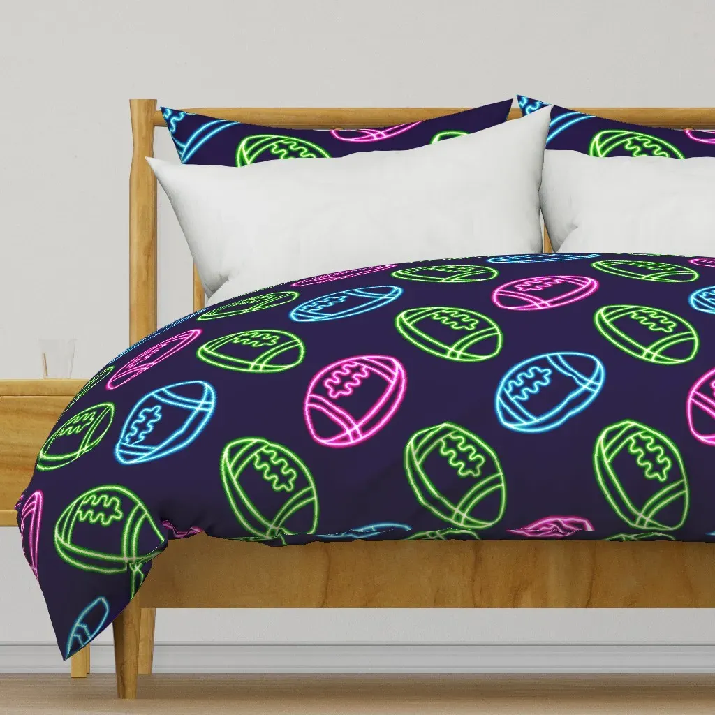 Neon American Football Ball Duvet Cover - Green product