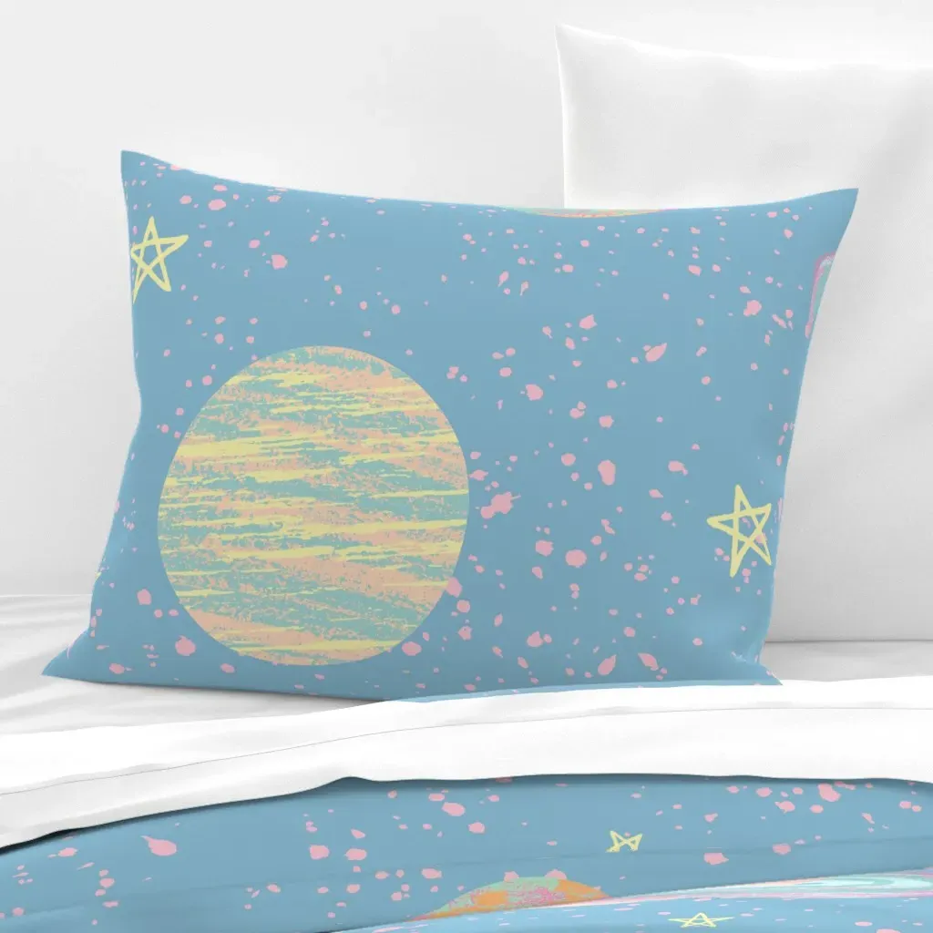 Neon Galaxy Standard Knife Edge Cushion Cover - Light Blue, Cotton product