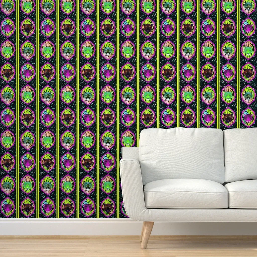 Neon Jungle Stripe Peel and Stick Wallpaper - Magenta product