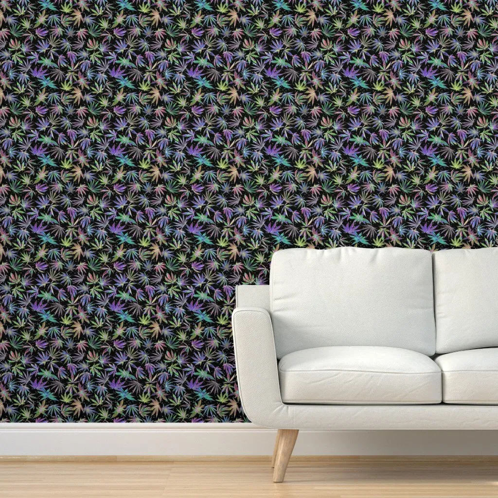 Neon Pot Party Peel and Stick Wallpaper - Black, Red, Green product