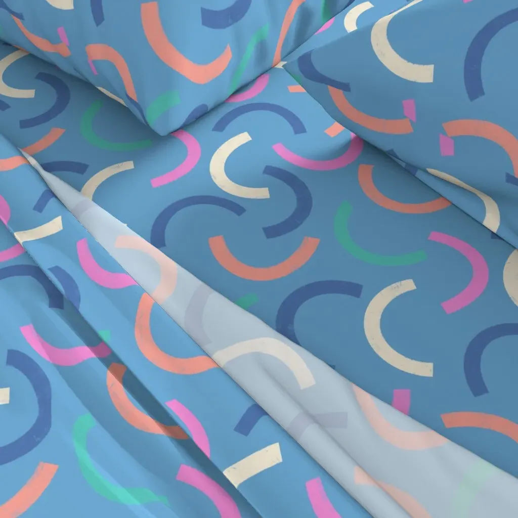 Neon Semi Circles Queen Sheet Set - Blue alternate view