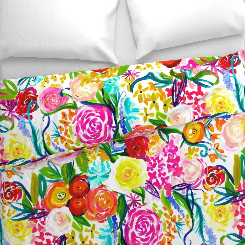 Neon Summer Floral Duvet Cover - Pink alternate view