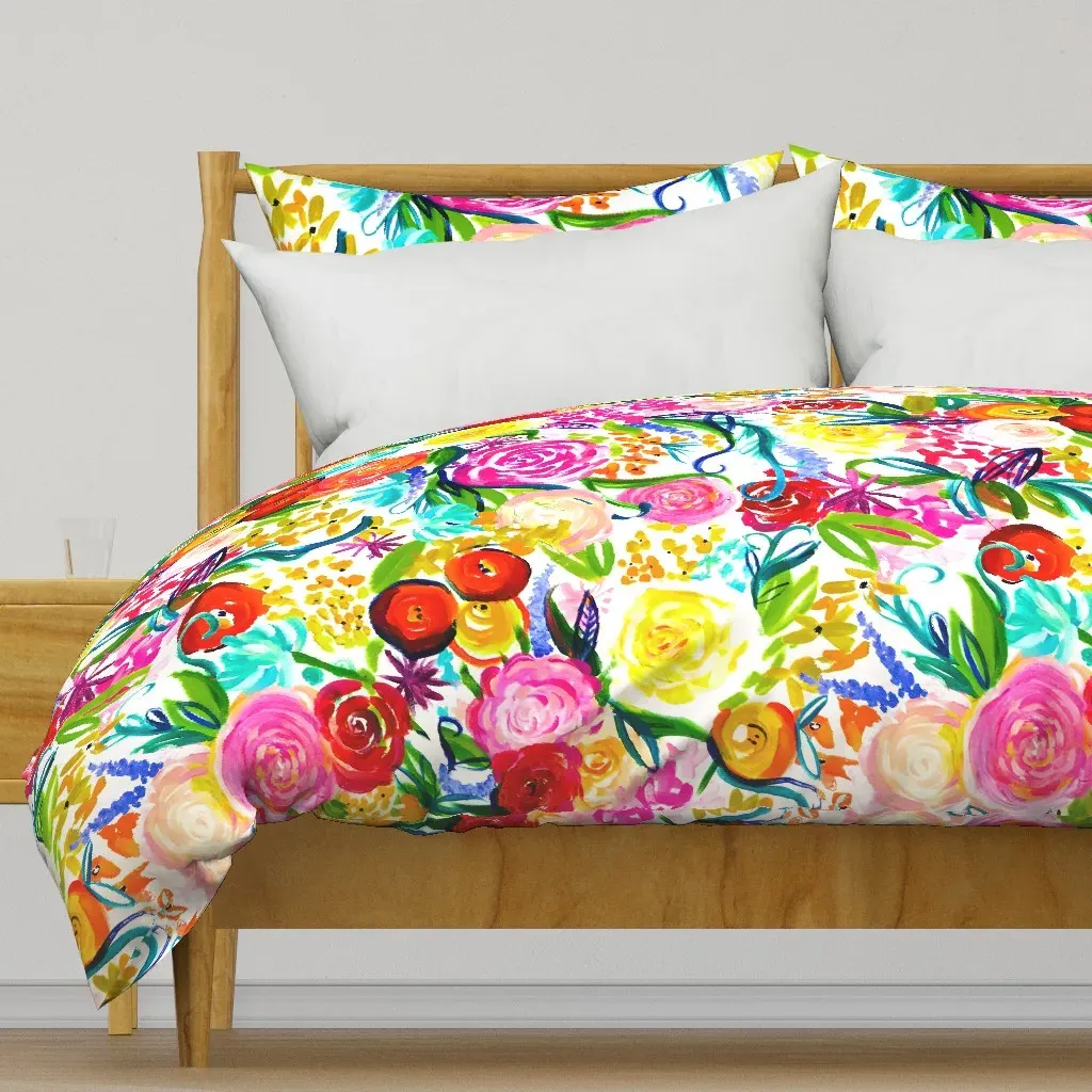 Neon Summer Floral Duvet Cover - Pink product