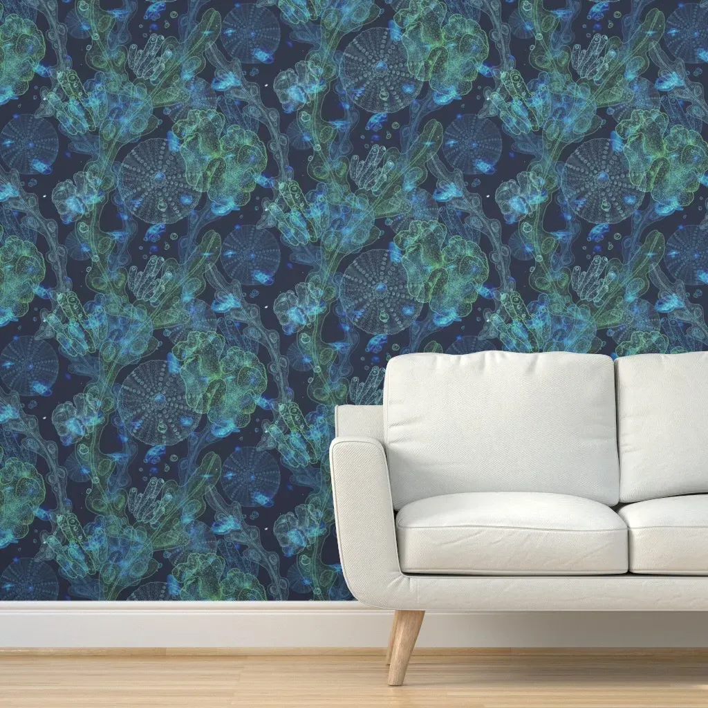 Nerissa Under The Sea Bioluminescence Peel and Stick Wallpaper - Teal product