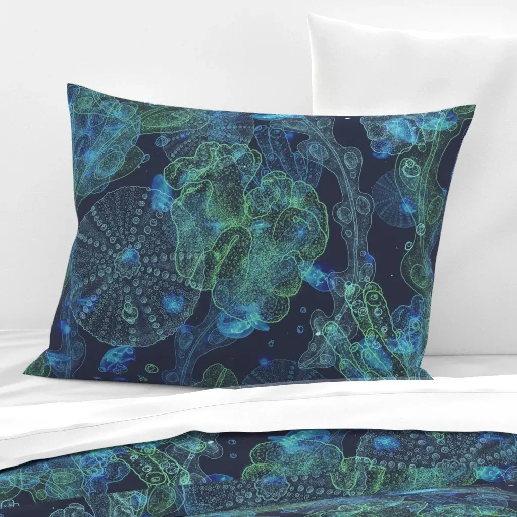Nerissa Under The Sea Bioluminescence Standard Cushion Cover - Teal, Cotton Sateen product