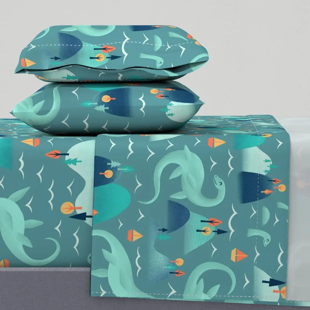 Nessie Cute Cryptozoology Full Sheet Set - Teal product