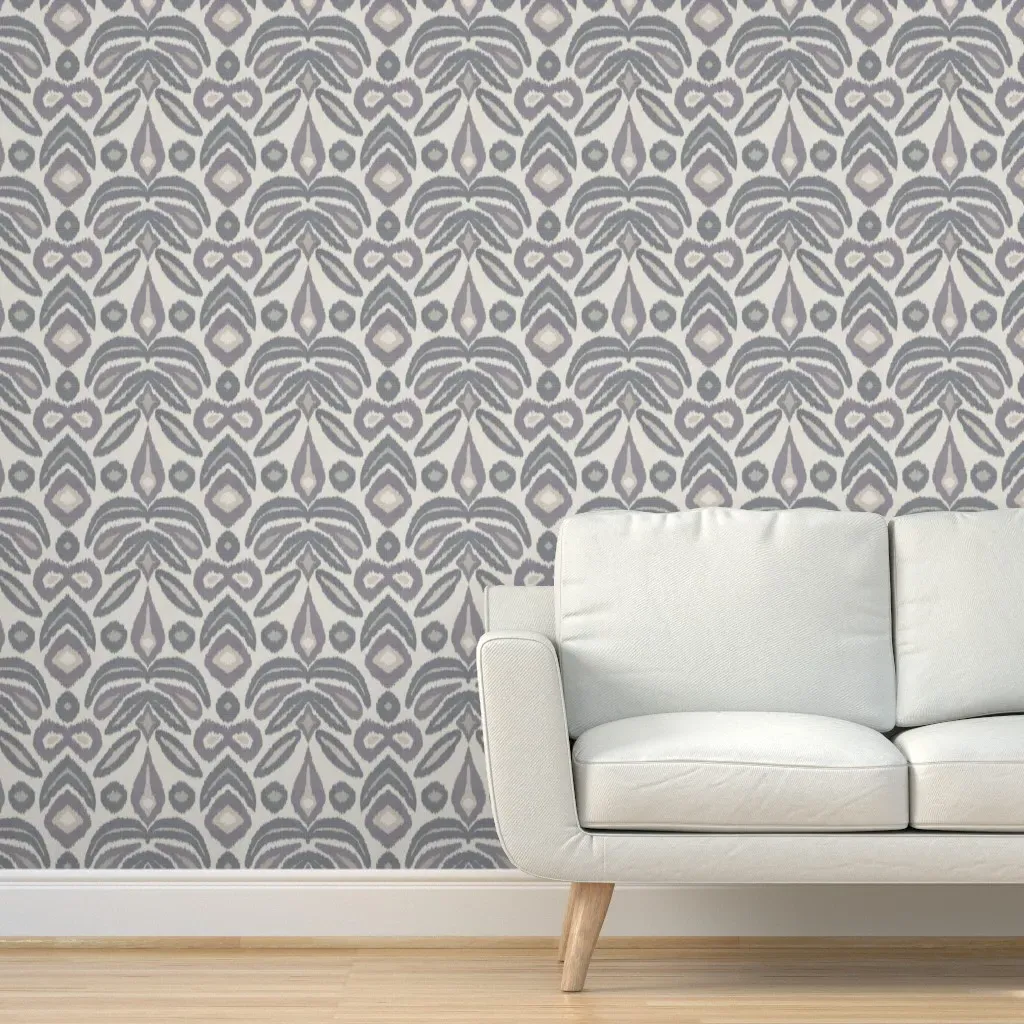 Netral 3 Bloom Ikat Peel and Stick Wallpaper - Grey, Beige product