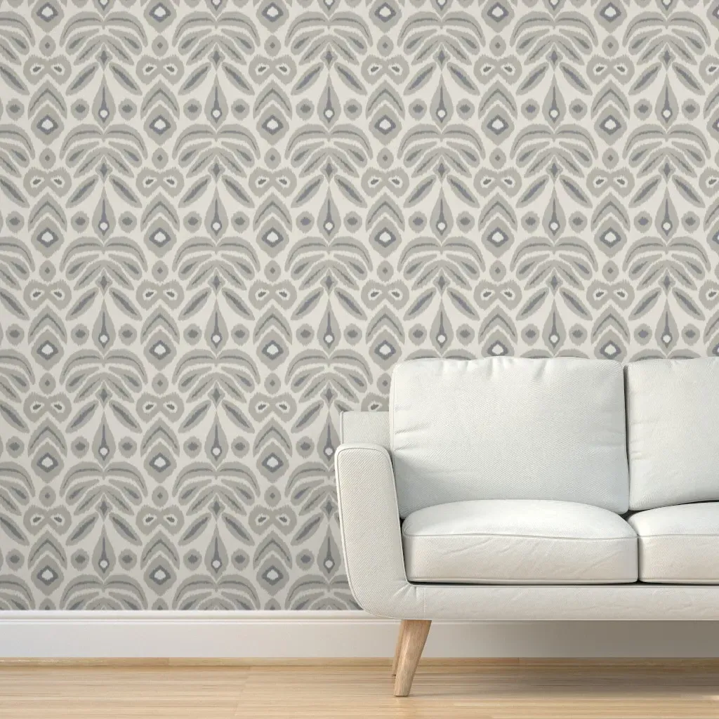 Netral Bloom Ikat Peel and Stick Wallpaper - Off-White product