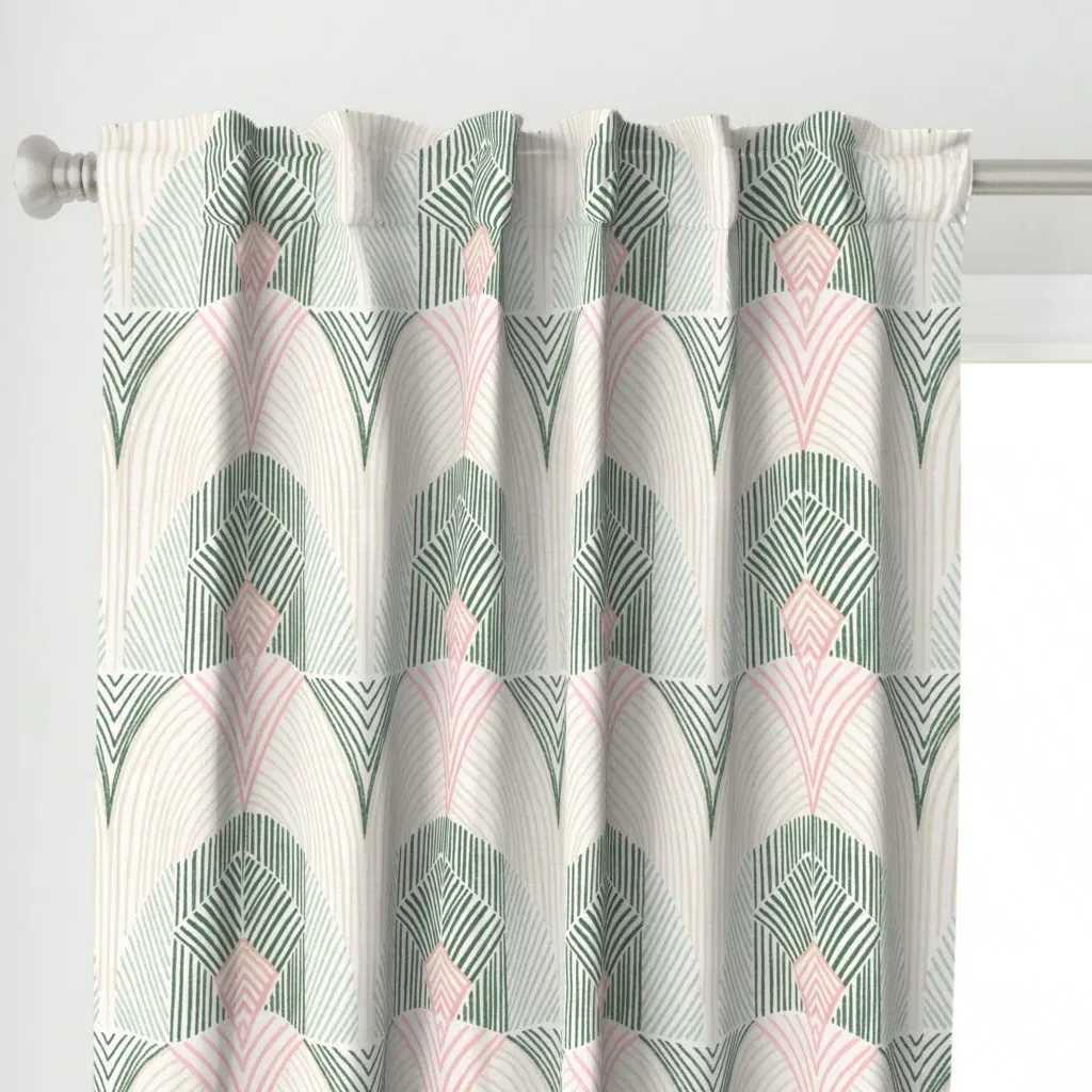 Neutral Boho Chic Curtain Panel - Green alternate view