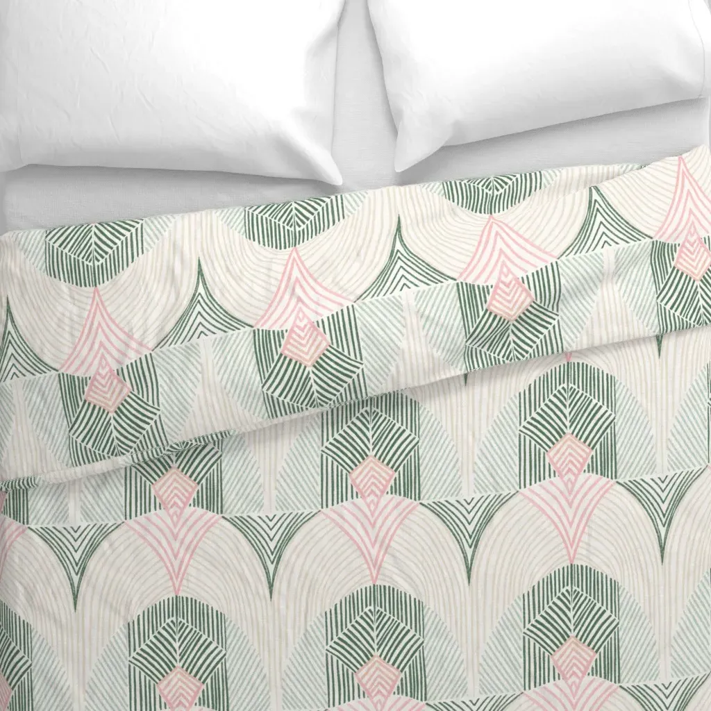 Neutral Boho Chic Wallpaper Duvet Cover - Green alternate view