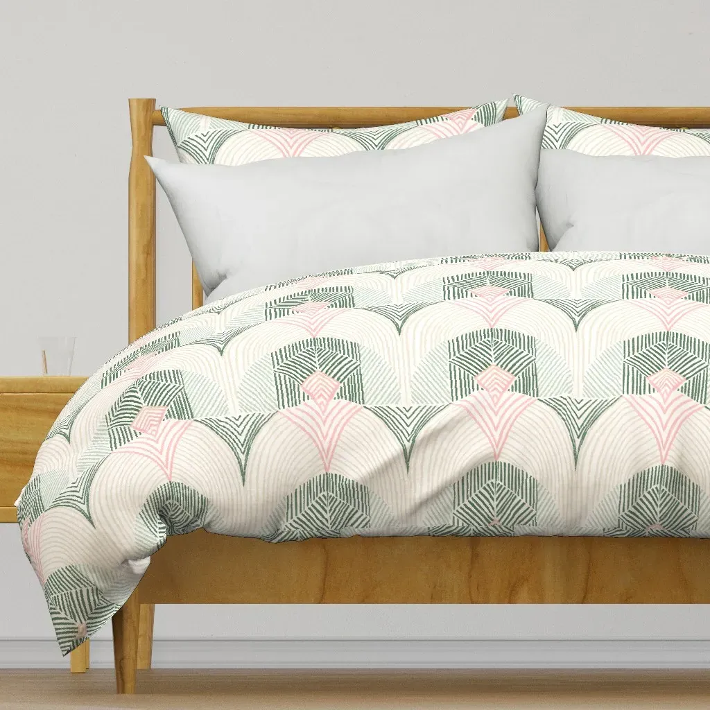 Neutral Boho Chic Wallpaper Duvet Cover - Green product
