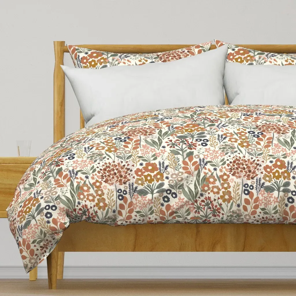 Neutral Botanical Garden Duvet Cover - Terracotta product