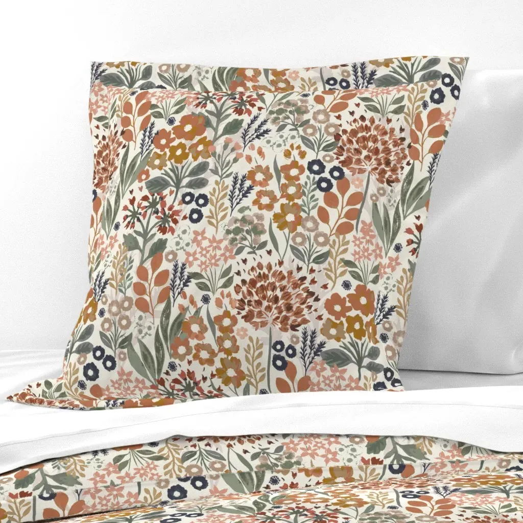 Neutral Botanical Garden Euro Pillow Sham - Terracotta product