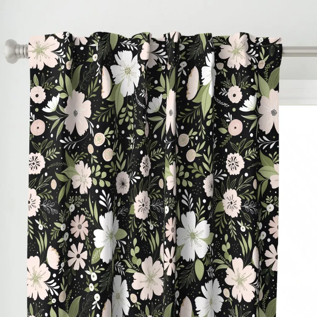Neutral Botanicals Curtain Panel - White alternate view