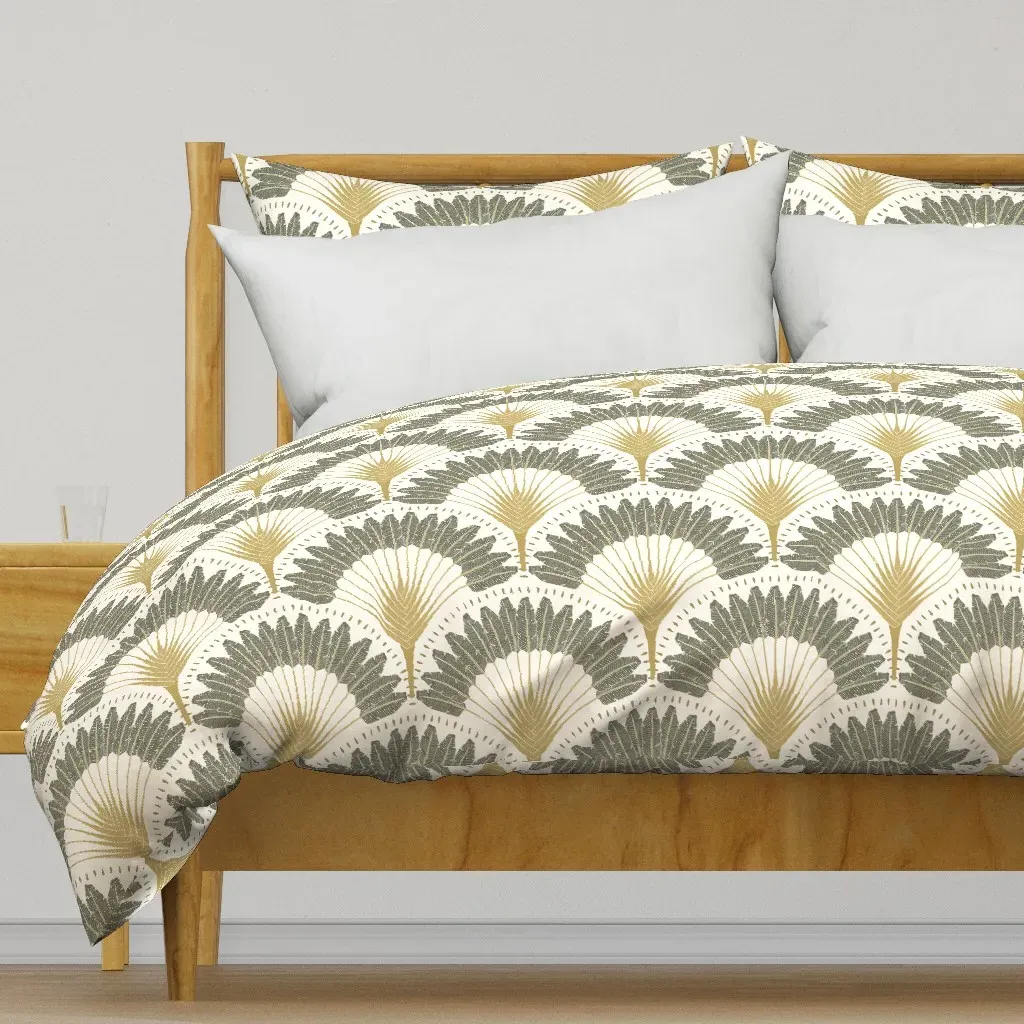 Neutral Botanicals Palms Duvet Cover - Gold product