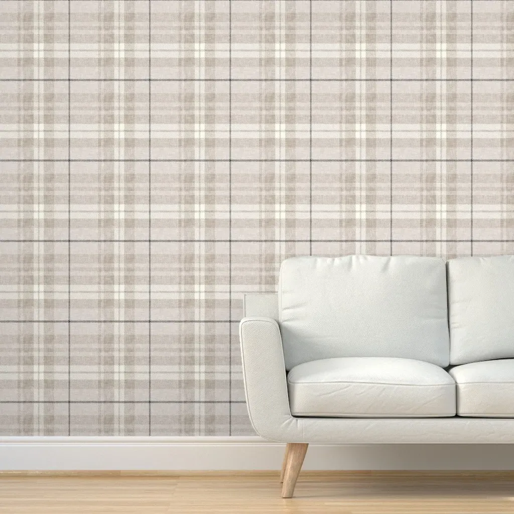 Neutral Fall Plaid Peel and Stick Wallpaper - Charcoal product