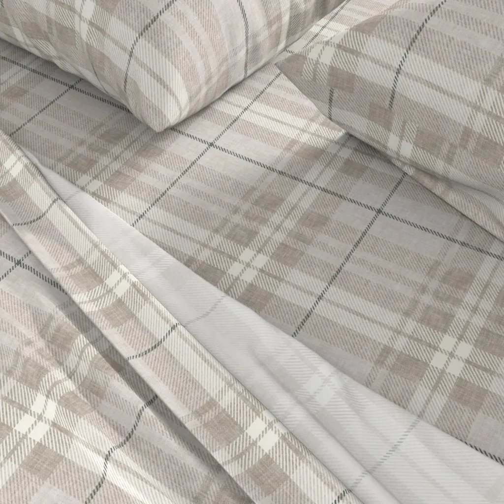 Neutral Fall Plaid Queen Sheet Set - Beige alternate view