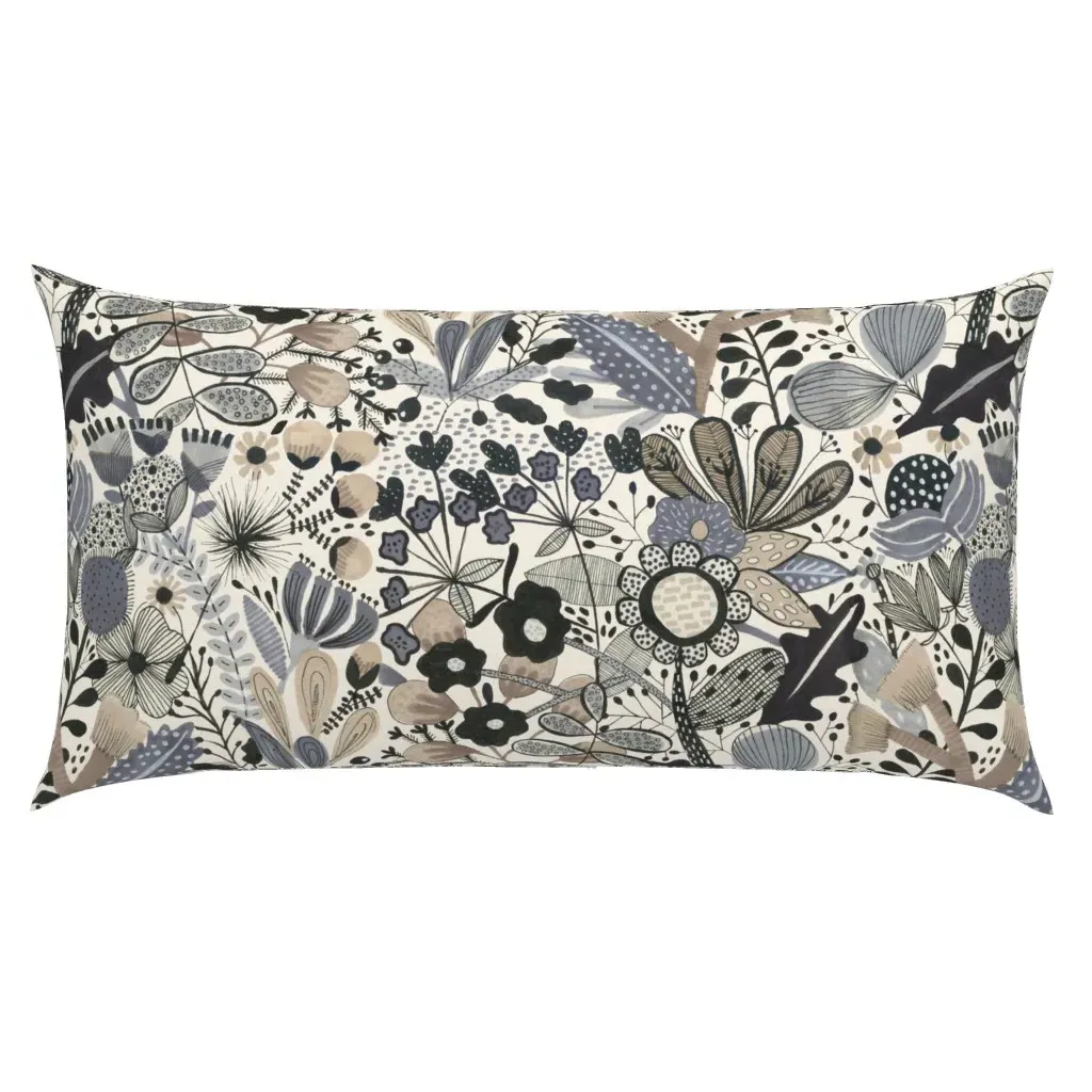 Neutral Florals King Size Pillow Sham - Dark Grey product
