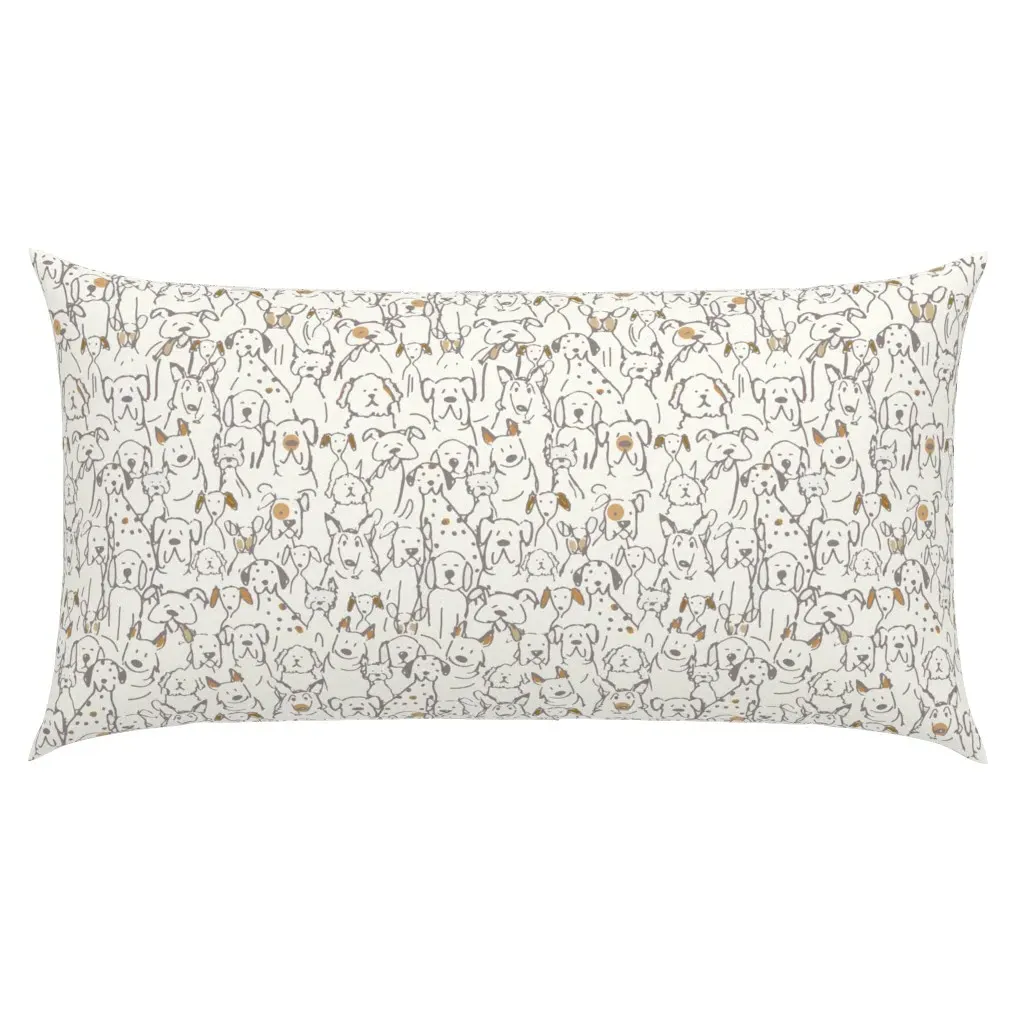 Neutral Pop Doodle Dogs Small Scale King Pillow Sham - Off-White product
