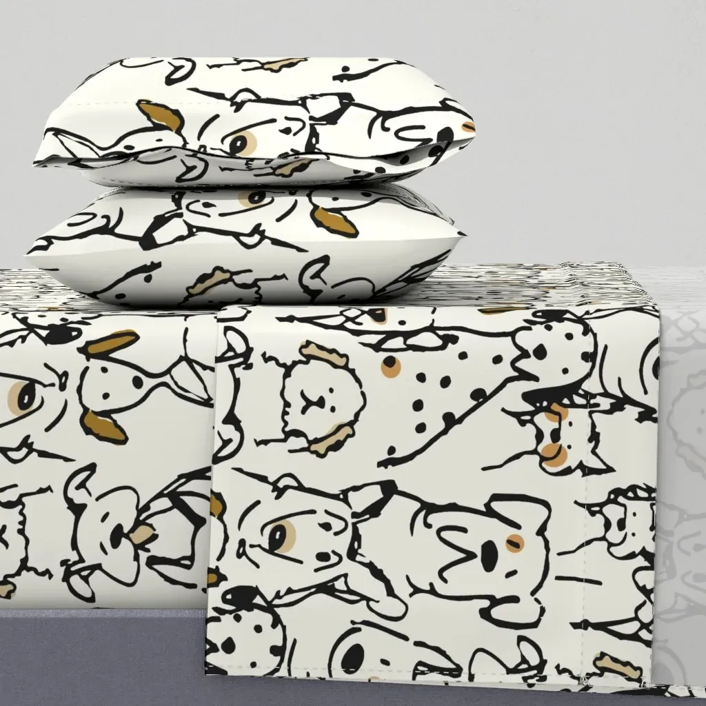 Neutral Pop Doodle Dogs Twin XL Sheet Set - Black product