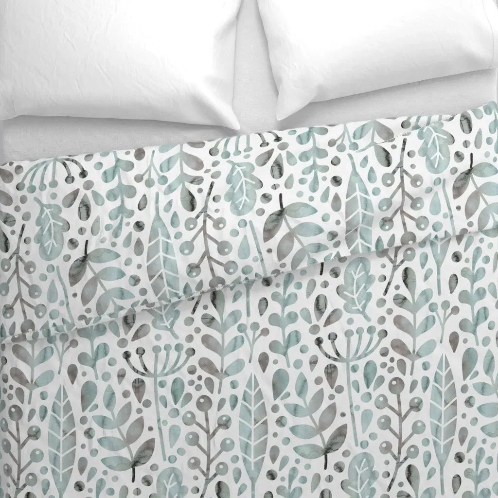 Neutral Retreat Frozen Duvet Cover - Dusty Teal alternate view