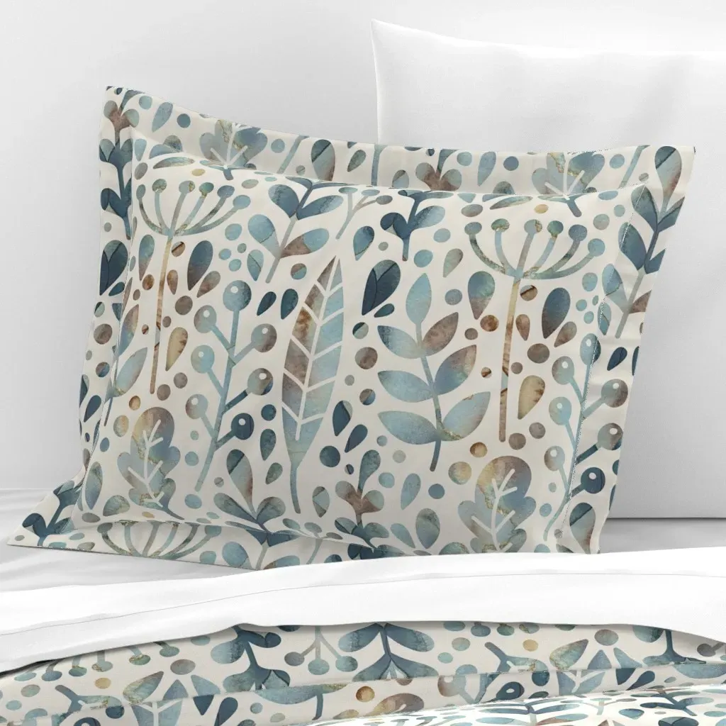 Neutral Retreat Standard Flanged Pillow Sham - Dusty Blue, Cotton Sateen product