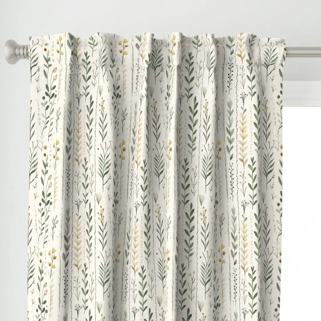 Neutral Spring Curtain Panel - Sage Green alternate view