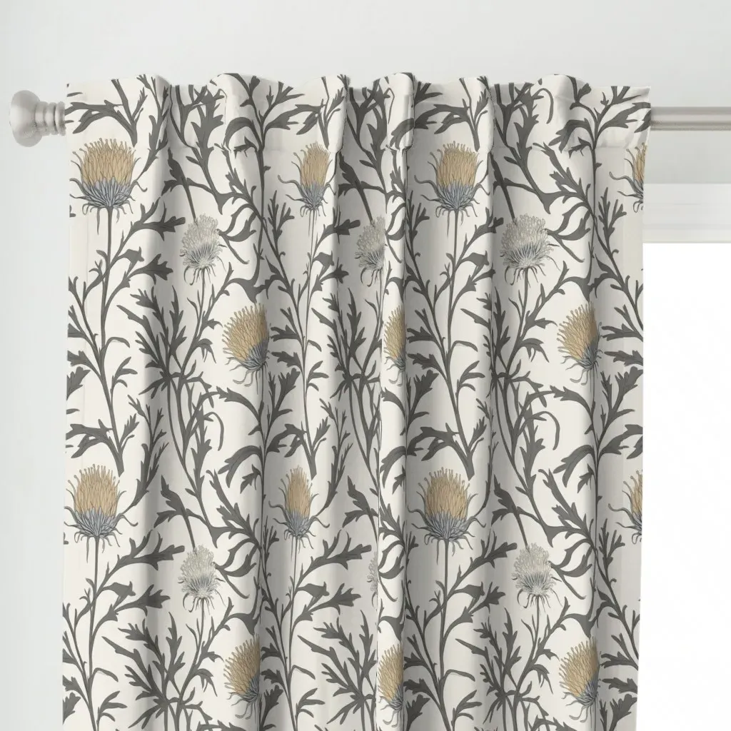 Neutral Thistles Curtain Panel - Gray alternate view
