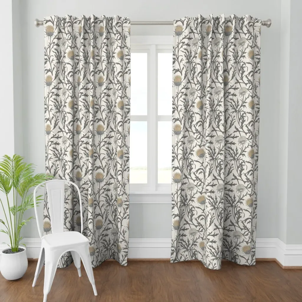 Neutral Thistles Curtain Panel - Gray product