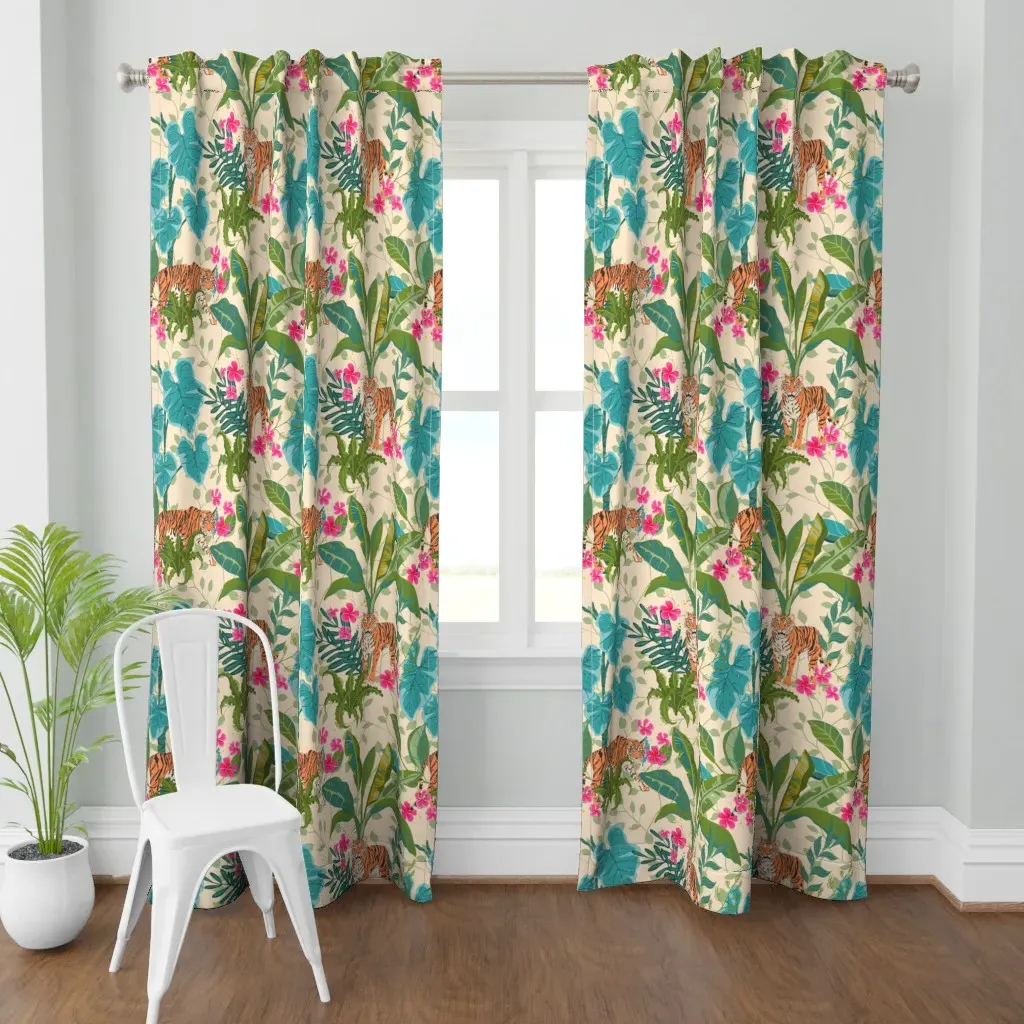 Neutral Tiger Jungle Curtain Panel - Orange product