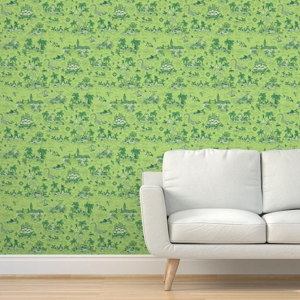 Neverland Toile Leaf Peel and Stick Wallpaper - Green product