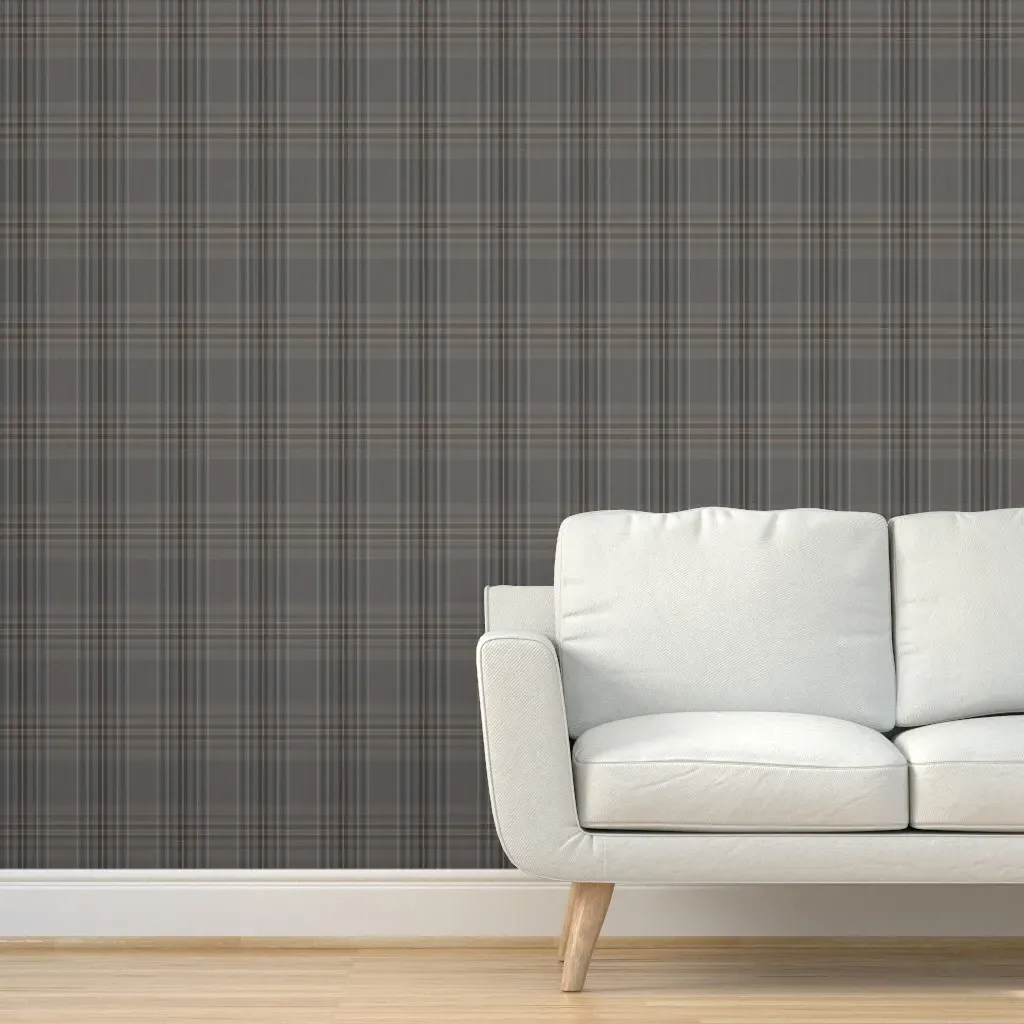 New Ancient Plaid Peel and Stick Wallpaper - Weathered Grey product