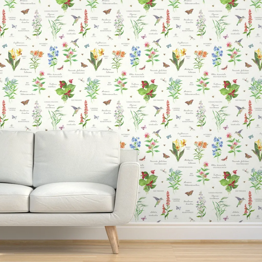 New England Herbarium Peel and Stick Wallpaper - Cream, Green product
