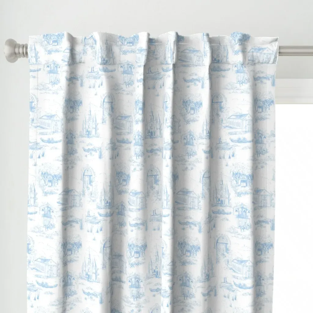 New Orleans Toile Curtain Panel - Blue alternate view