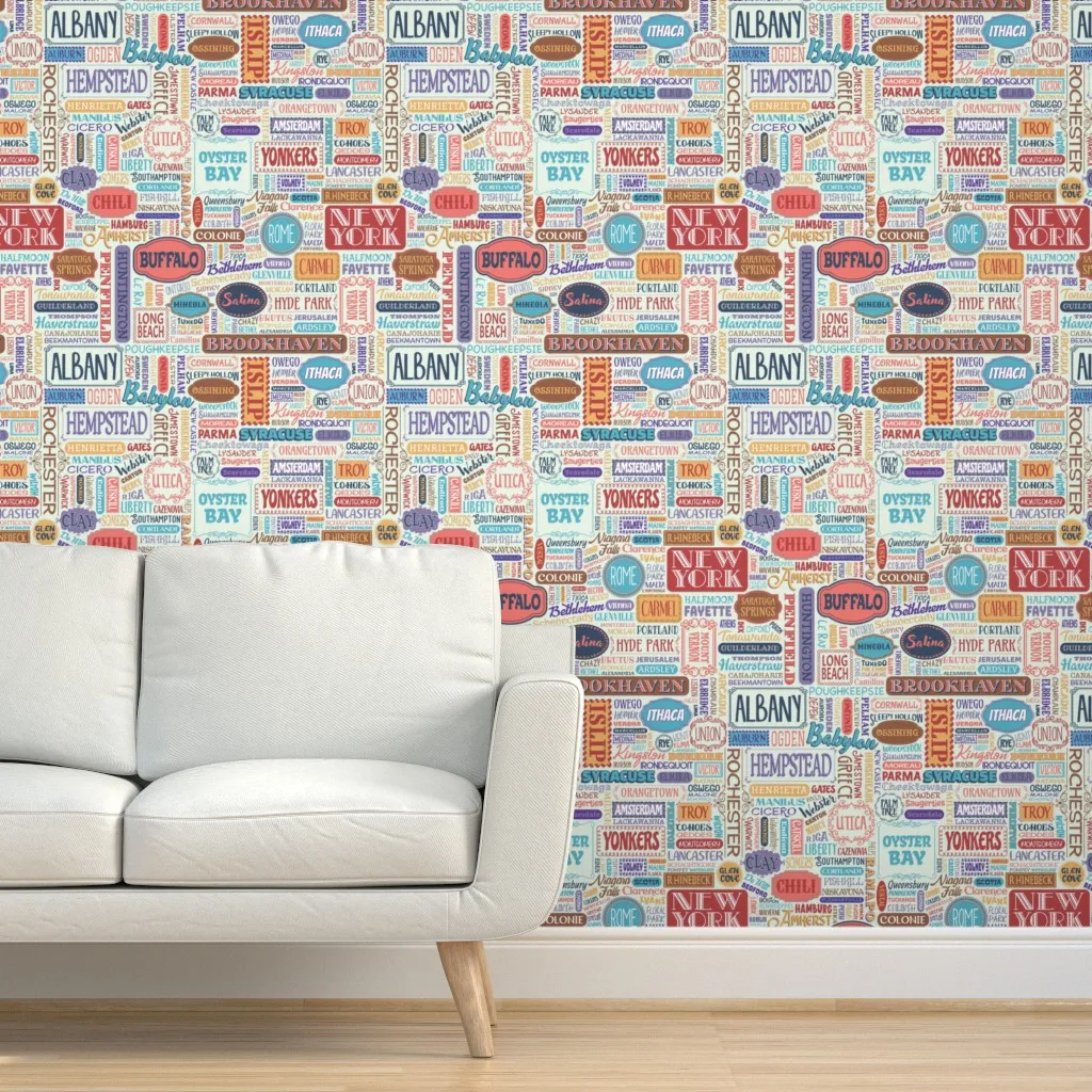 New York Cities And Towns Peel and Stick Wallpaper - Cream product