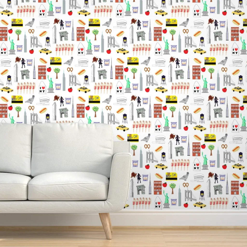 New York NYC Favorites Peel and Stick Wallpaper - White product