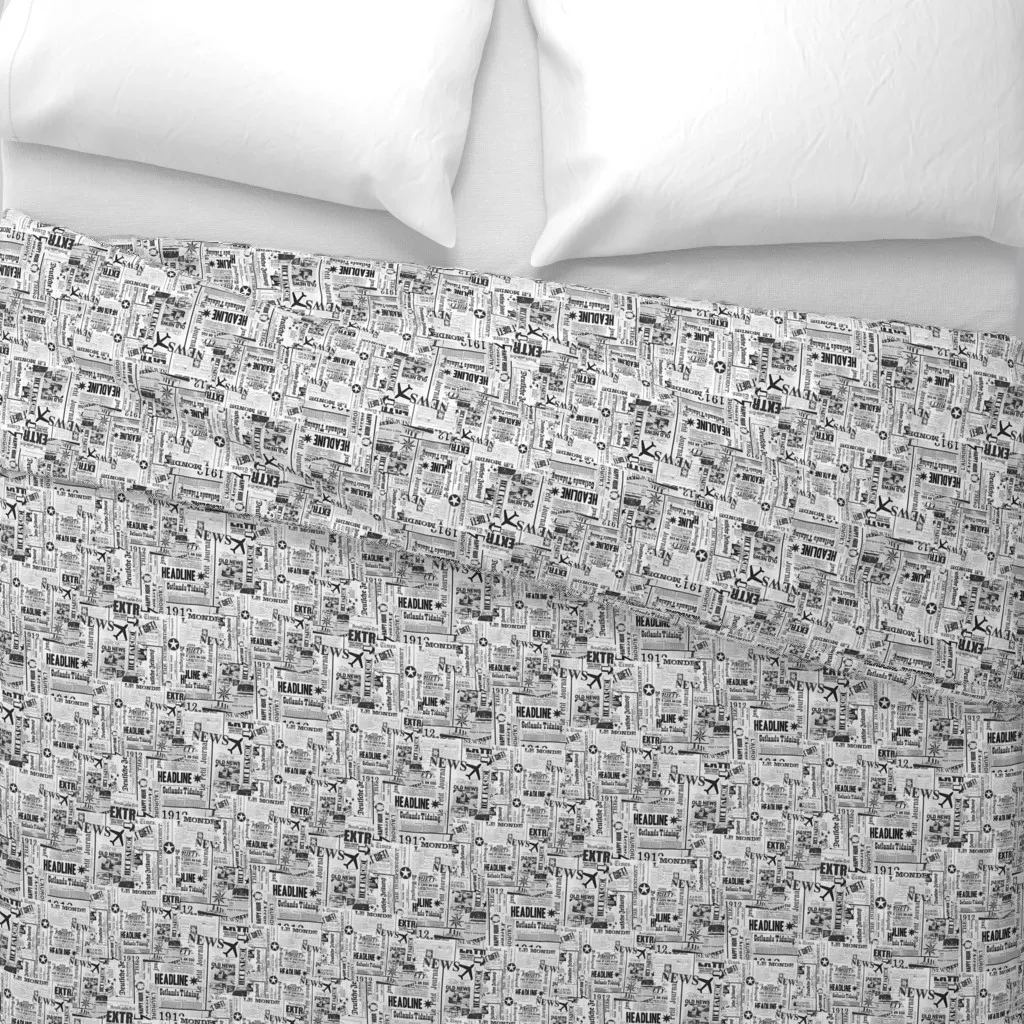 Newspaper Small Duvet Cover - Black alternate view