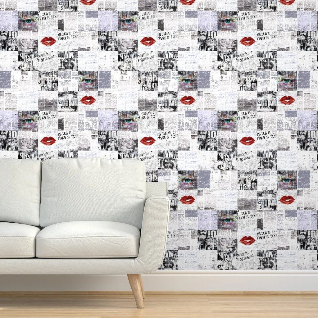 Newspapers Patchwork Peel and Stick Wallpaper - Gray product
