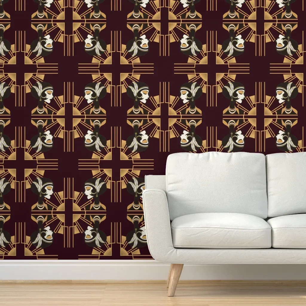 Night At Gatsby's Peel and Stick Wallpaper - Burgundy, Maroon product