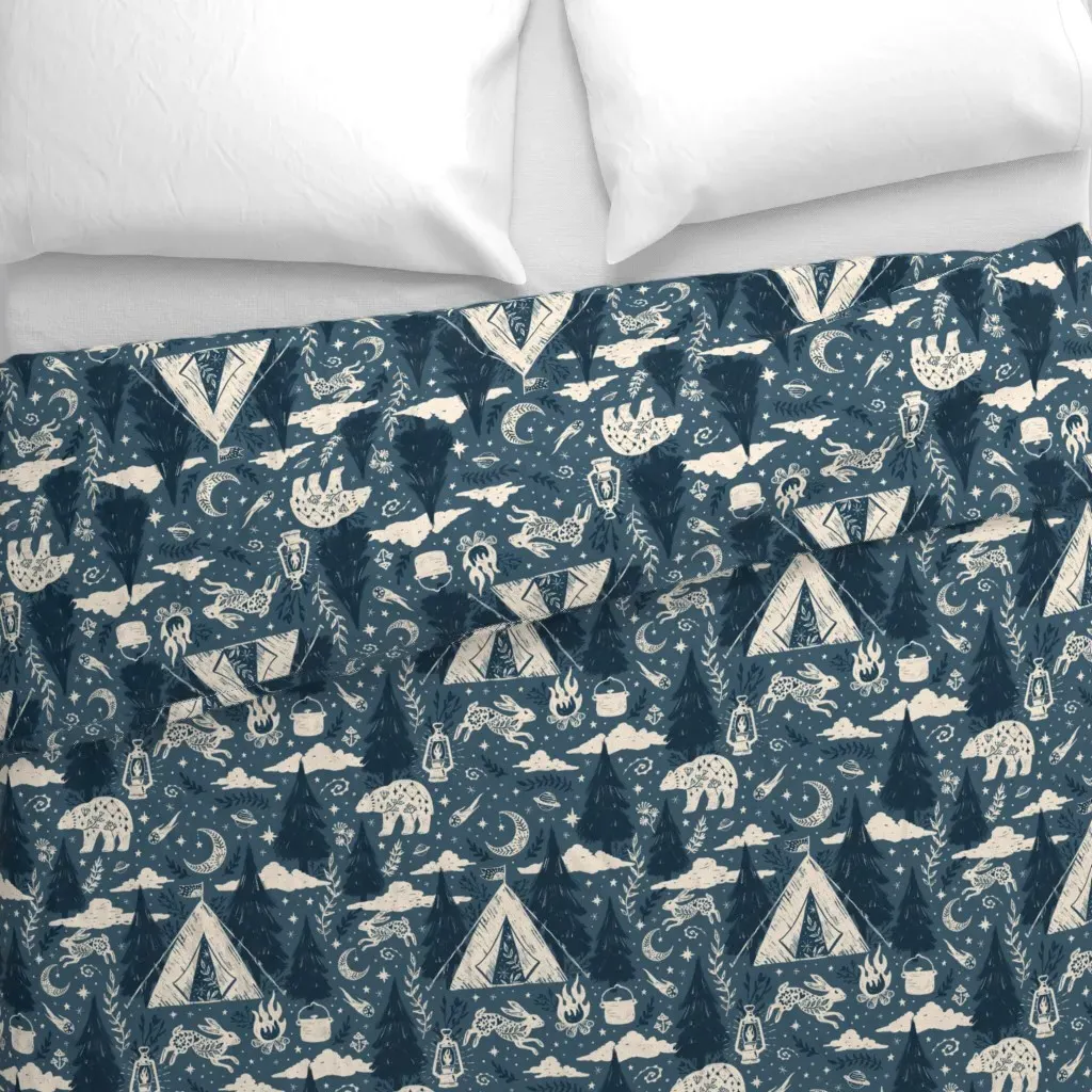 Night Camping Adventure Duvet Cover - Cream alternate view