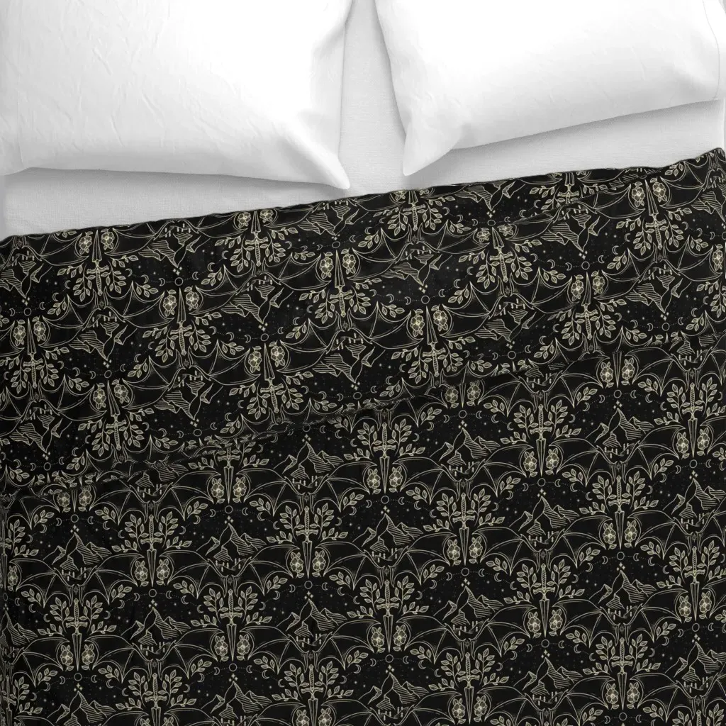 Night Court Damask Duvet Cover - Cream alternate view