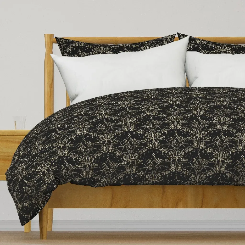 Night Court Damask Duvet Cover - Cream product
