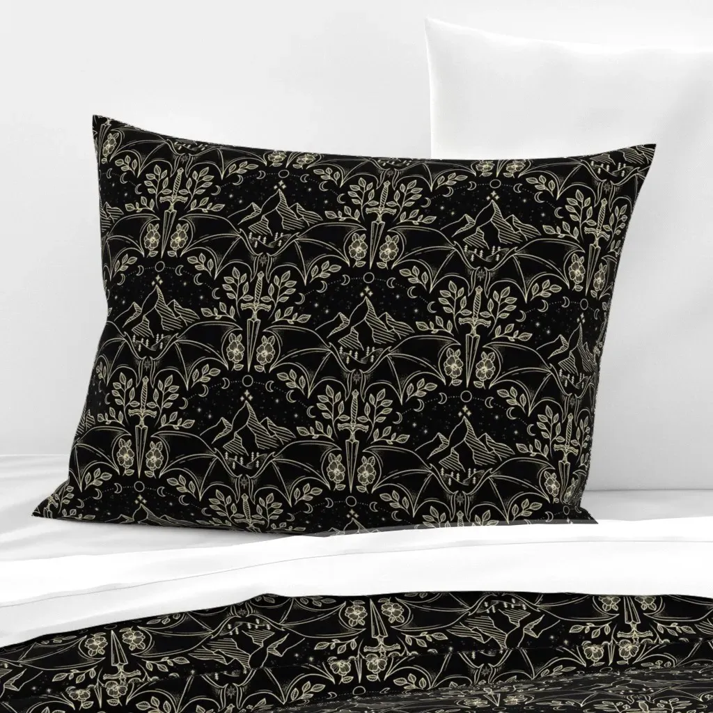 Night Court Damask Standard Knife Edge Cushion - Cream, Cotton Sateen product