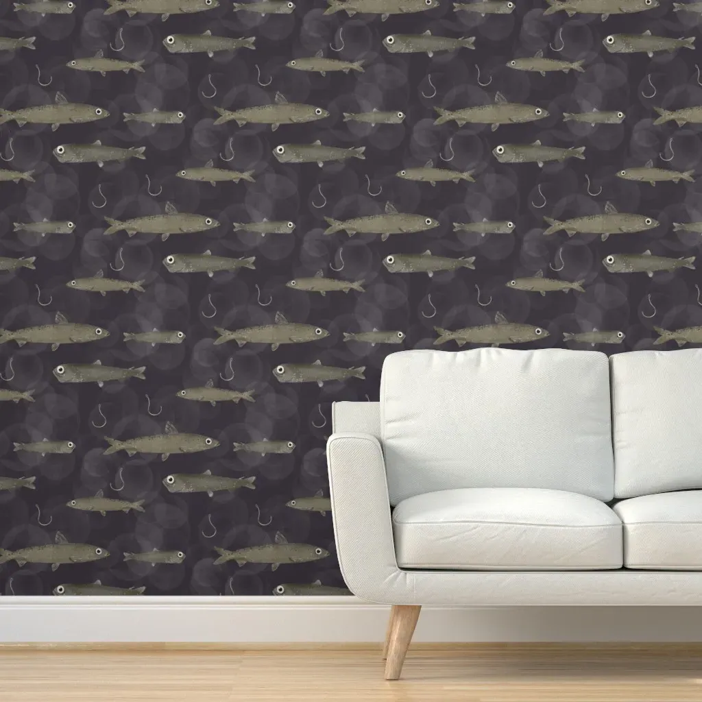 Night Fishing Peel and Stick Wallpaper - Gray product